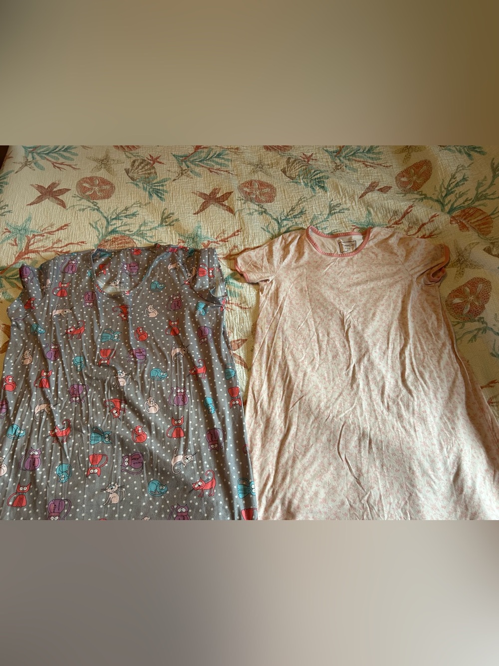 Charter Club Pink & Amazon Cats Nighgown Pair